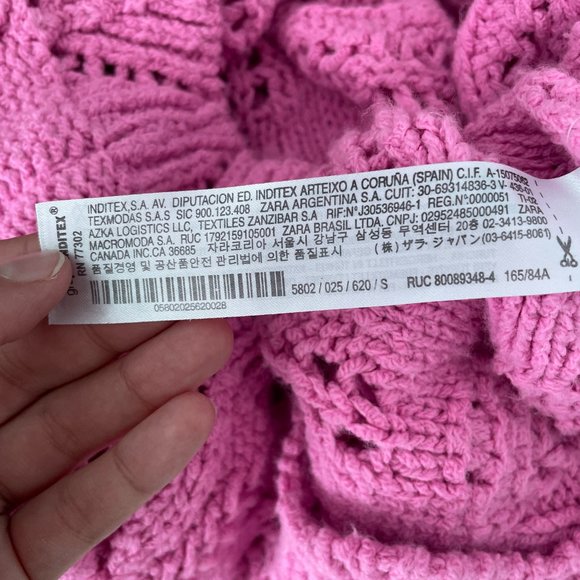 Zara Women pink pom pom knit slouchy sweater - Picture 10 of 10